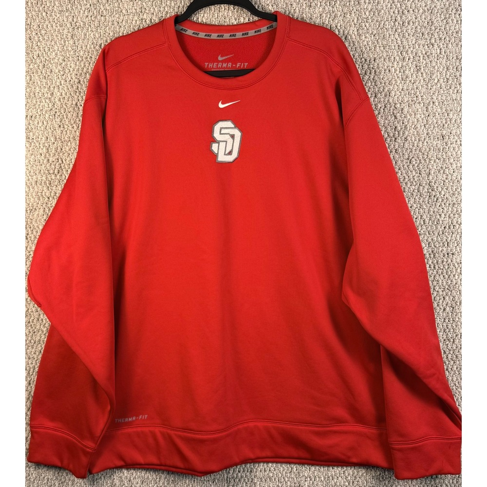 Nike Therma-FIT San Diego State SD XXL Red Crew Neck Fleece Pullover Mens